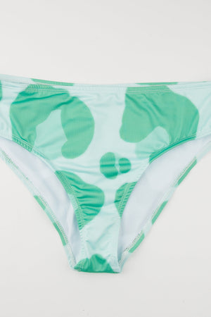 Green Leopard Print Drawstring Two-piece Swimsuit
