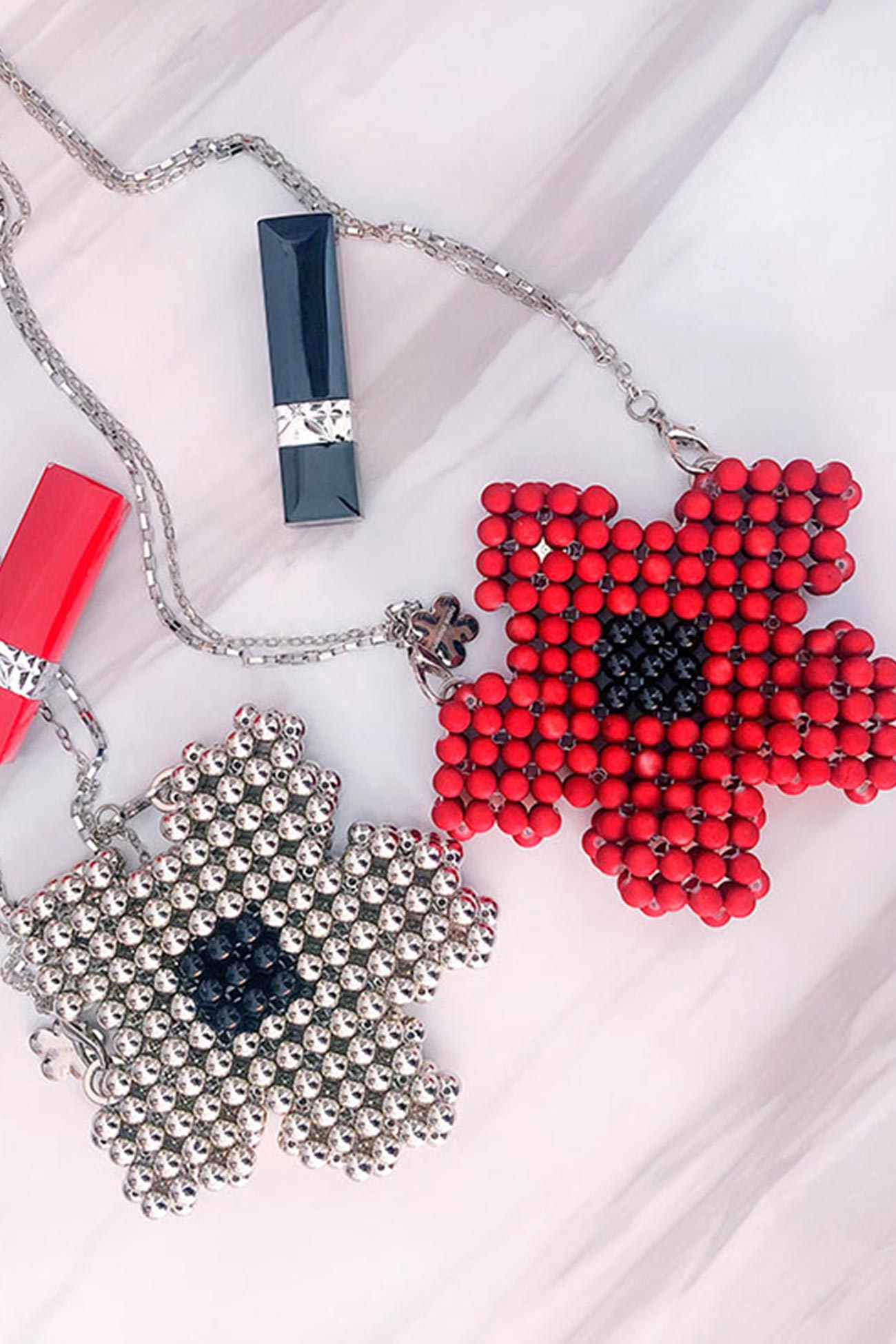 Handmade Pentagonal Beaded Crossbody Bag