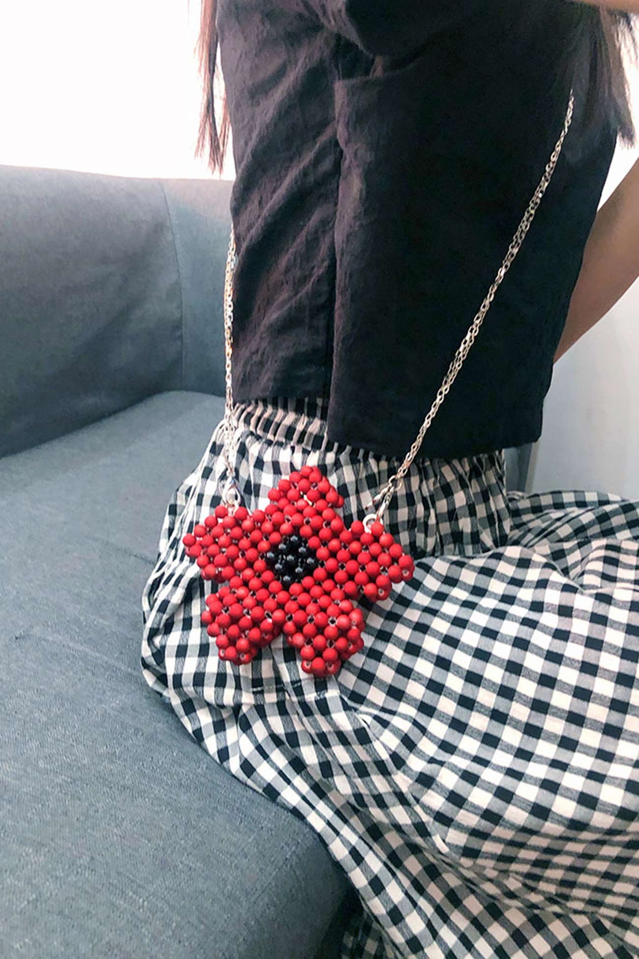 Handmade Pentagonal Beaded Crossbody Bag