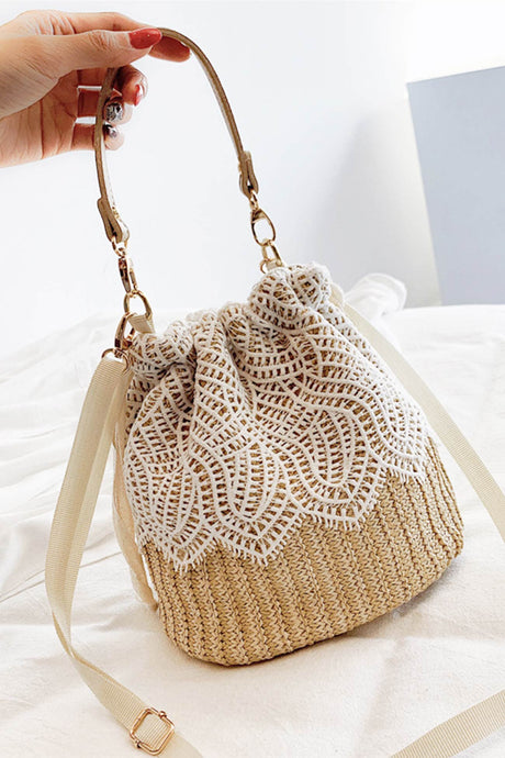 Handmade Straw Lace Bucket Bag