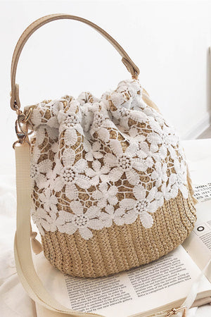 Handmade Straw Lace Bucket Bag