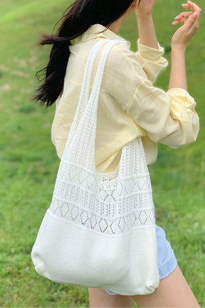 Hollow-out Crochet Knitted Tote Bag