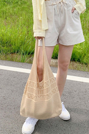 Hollow-out Crochet Knitted Tote Bag