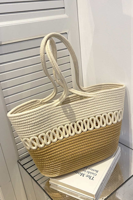 Hollow-out Polka Dot Straw Tote Bag