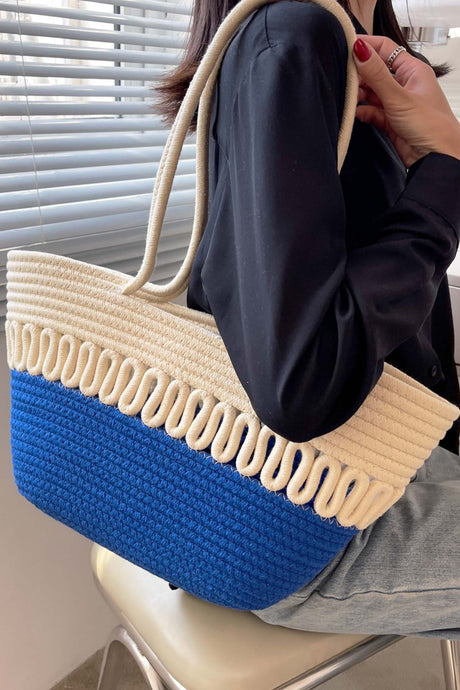 Hollow-out Polka Dot Straw Tote Bag