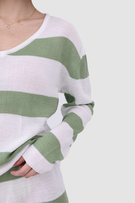 Knitted Stripe Casual Two Piece Set