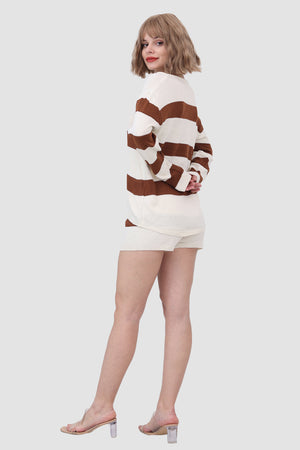 Knitted Stripe Casual Two Piece Set