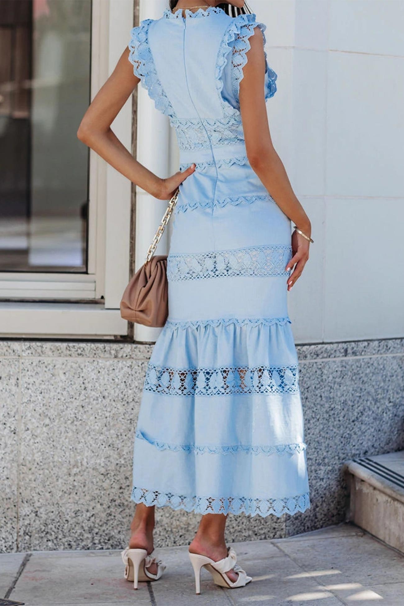 Lace Patchwork Loose Maxi Dress – AROLORA
