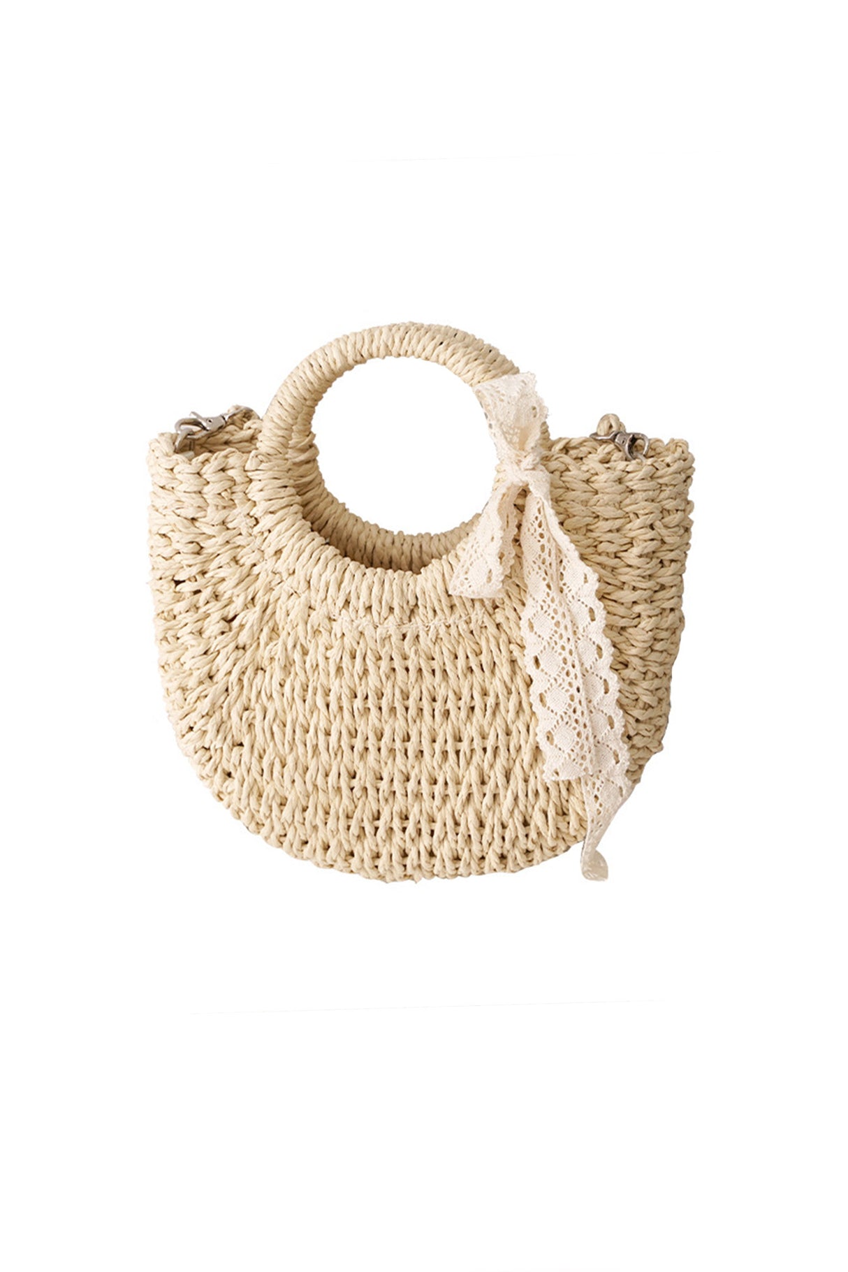 Lace Bow Handmade Straw Bag