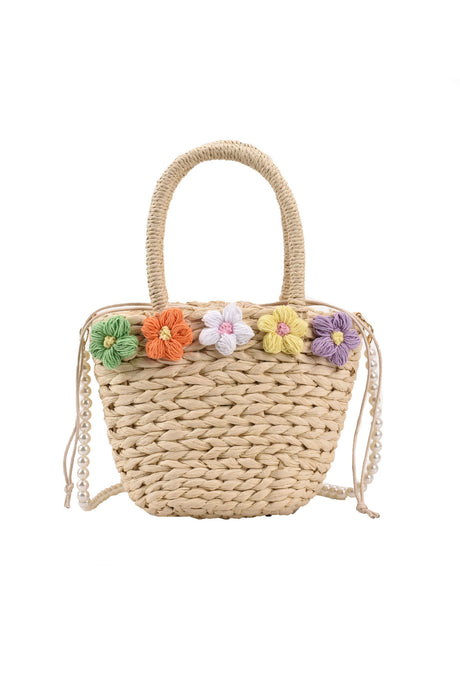 Little Flower Handmade Straw Crossbody Bag