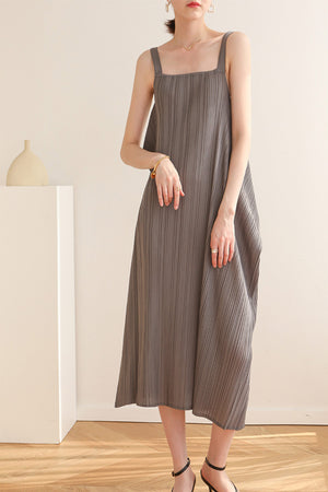 Loose Irregular Pleated Overall Dress