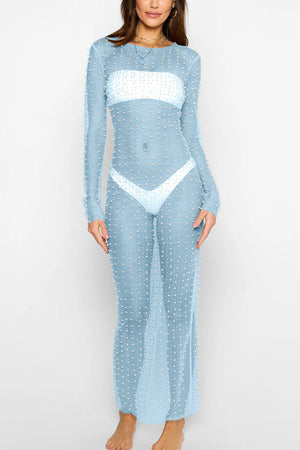Mesh Full Pearl Cover-up Dress
