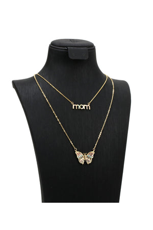 Mom & Butterfly Colorful Zicron Necklace