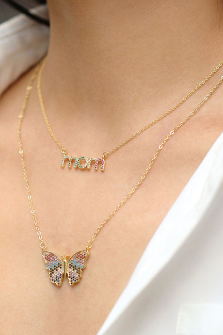 Mom & Butterfly Colorful Zicron Necklace
