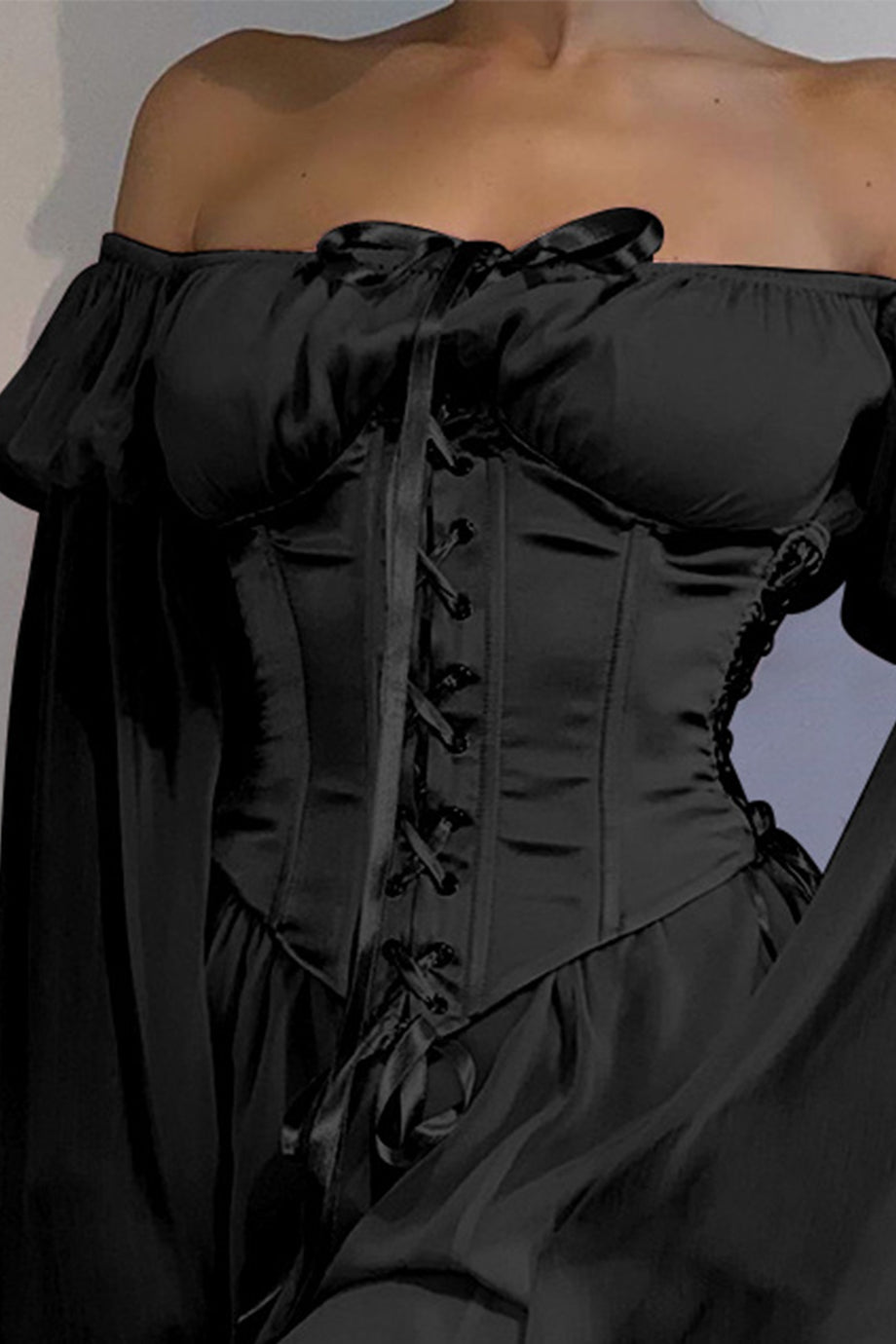 Off Shoulder Lace-up Corset Ruched Dress – AROLORA
