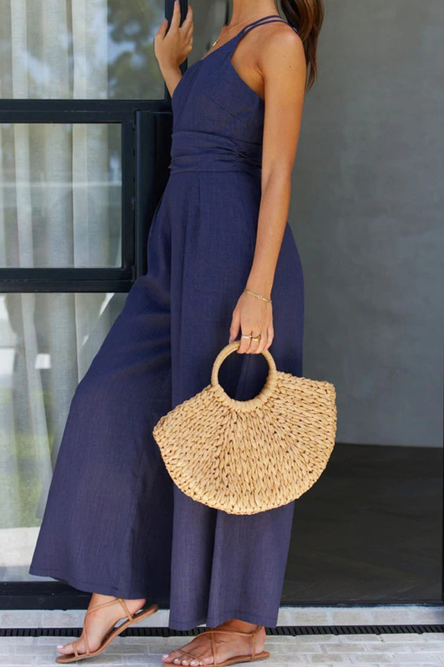 Solid Color One Shoulder Jumpsuit main image 1