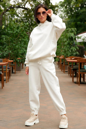 Pocketed Hoodie Elastic Waist Long Pants Set