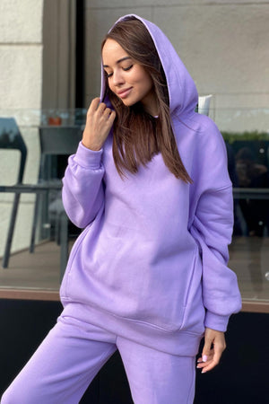 Pocketed Hoodie Elastic Waist Long Pants Set