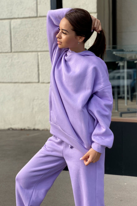 Pocketed Hoodie Elastic Waist Long Pants Set