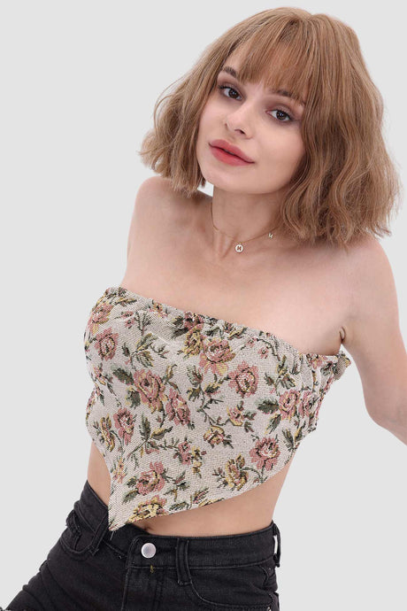 Printed Panelled Tube Top