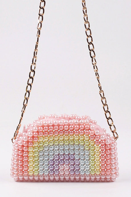 Rainbow Pearl Handmade Crossbody Bag