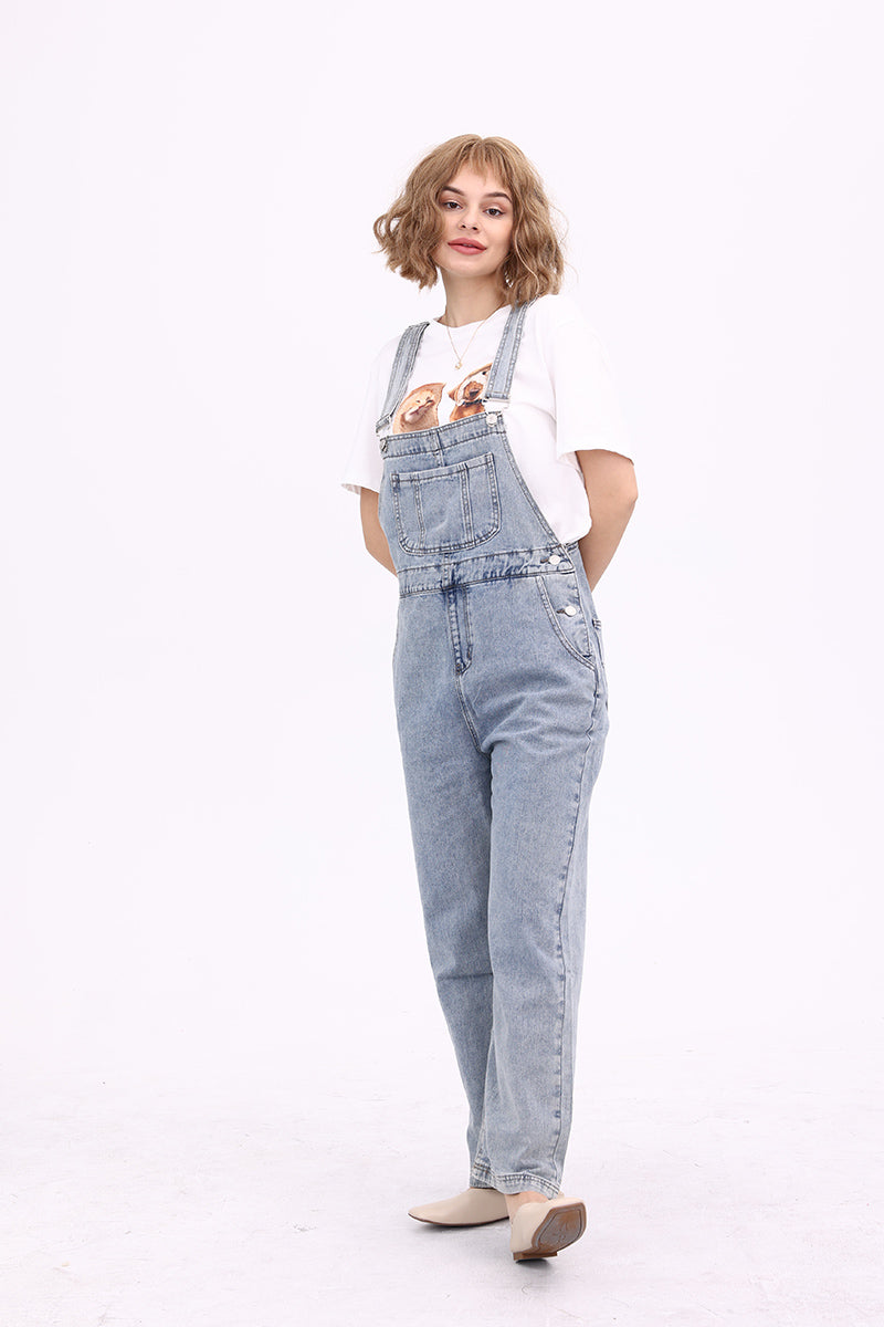 Pleated Wide Leg Dungarees