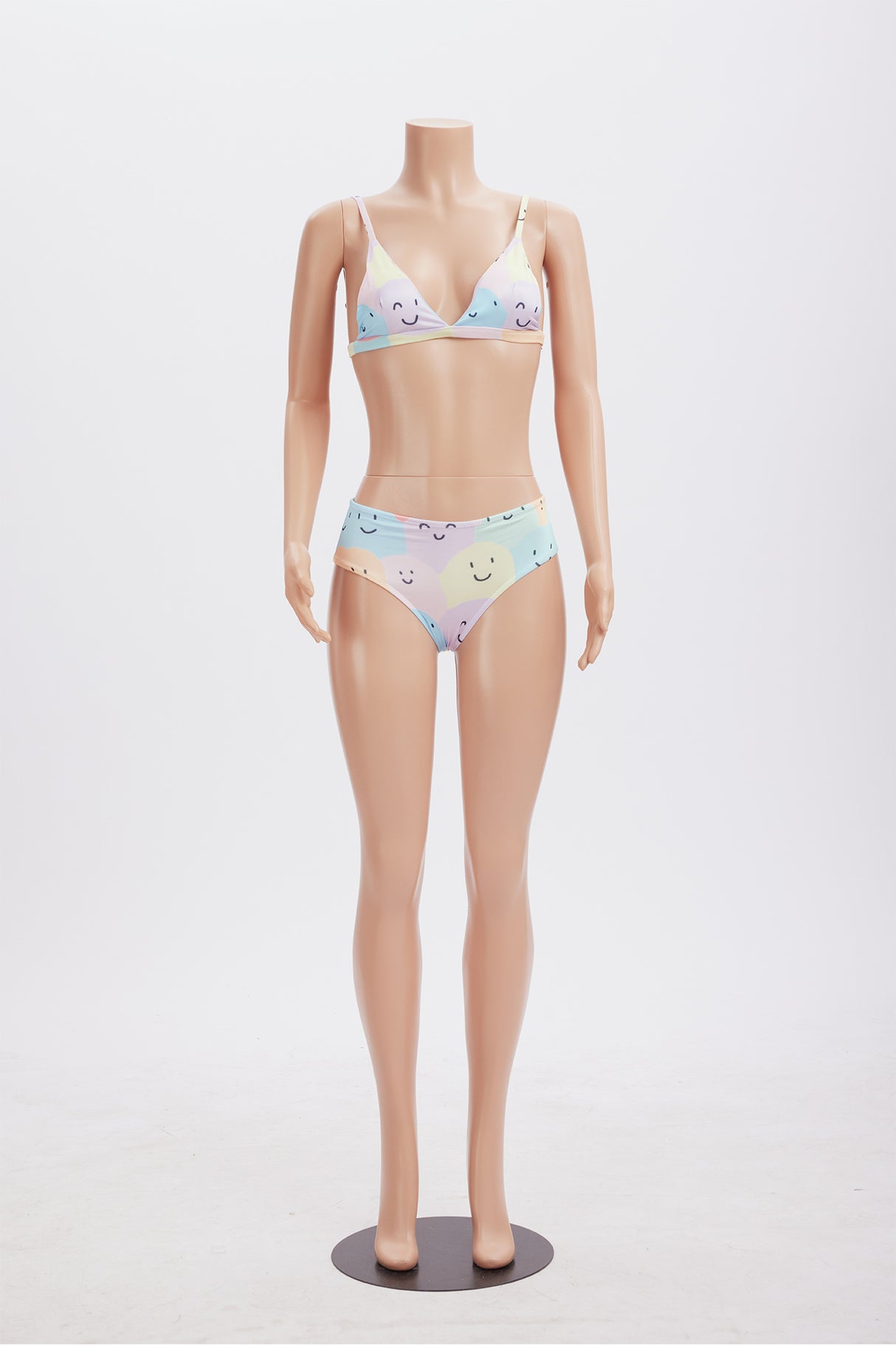 Smiley Print Two Piece Bikini Outfits