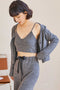Solid Color Cardigan Long Pants Loungewear Three-piece Outfit