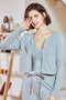 Solid Color Cardigan Long Pants Loungewear Three-piece Outfit