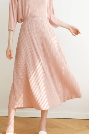 Solid Color Full Pleated High Waist Skirt