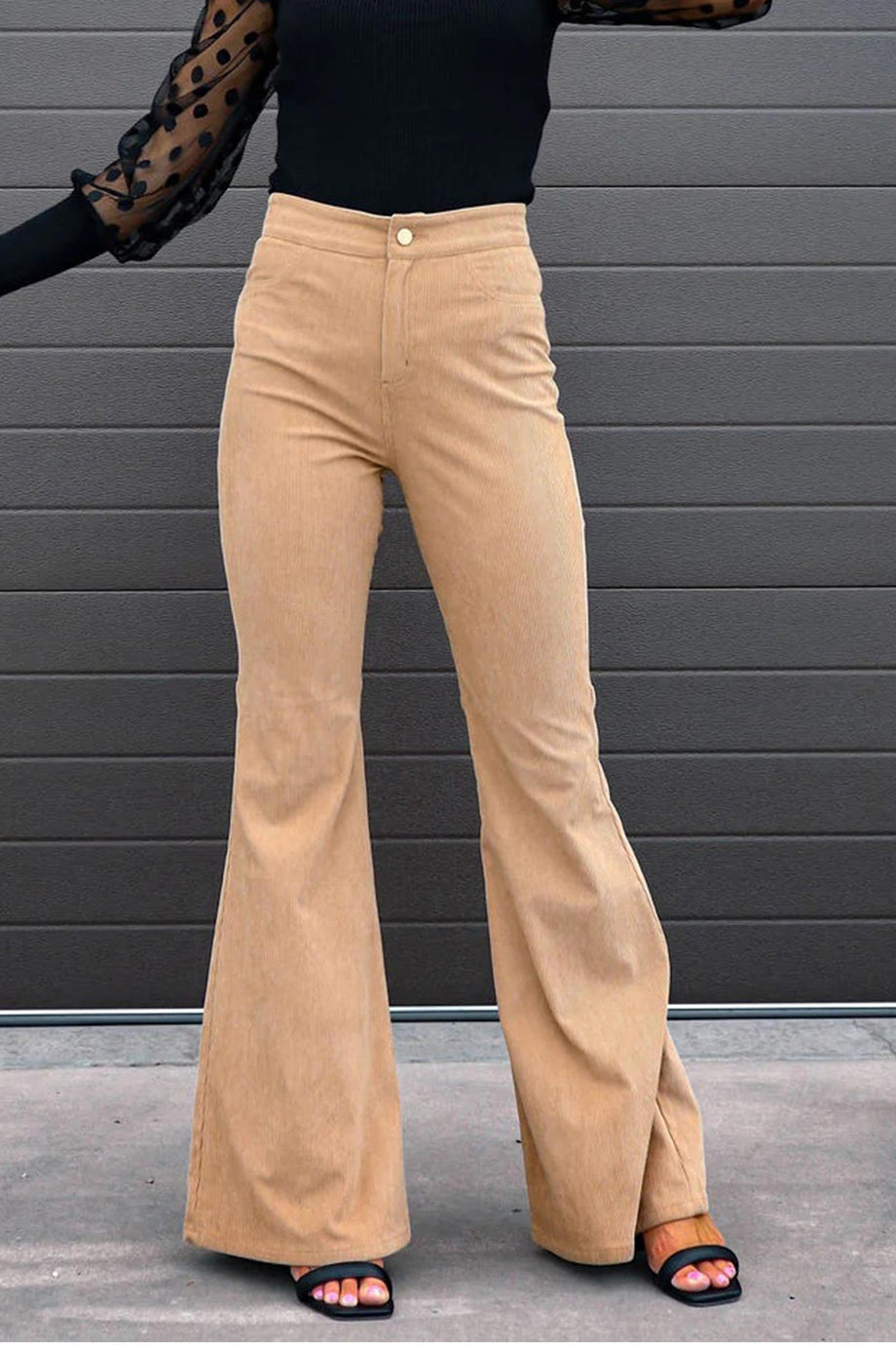 Solid Color High Waist Flare Pants – AROLORA