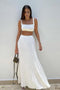 Solid Color Knit Vest Pleated Skirt Suits