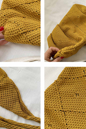 Solid Color Crochet Tote Bag