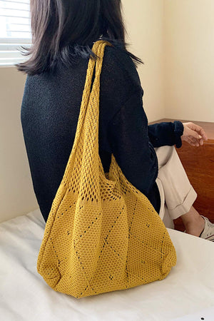 Solid Color Crochet Tote Bag