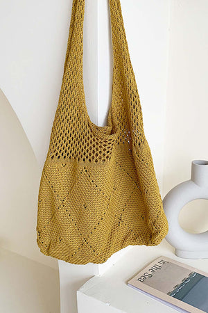 Solid Color Crochet Tote Bag