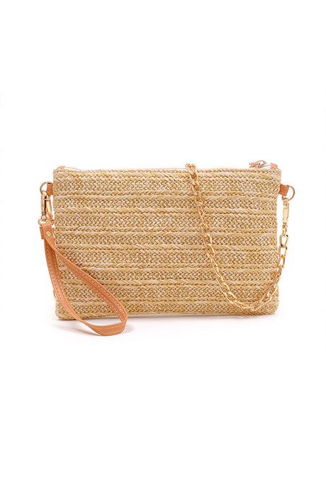 Solid Handmade Straw Crossbody Bag