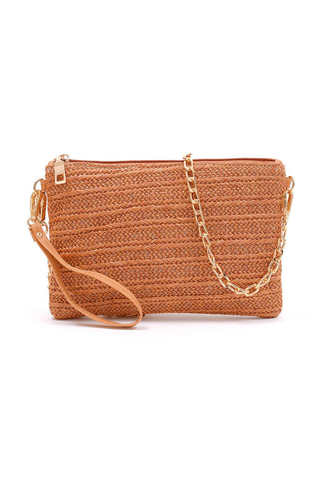 Solid Handmade Straw Crossbody Bag