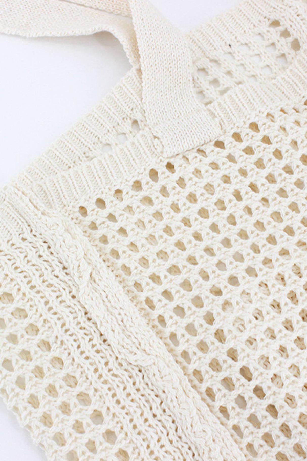 Solid Hollow-out Crochet Tote Bag