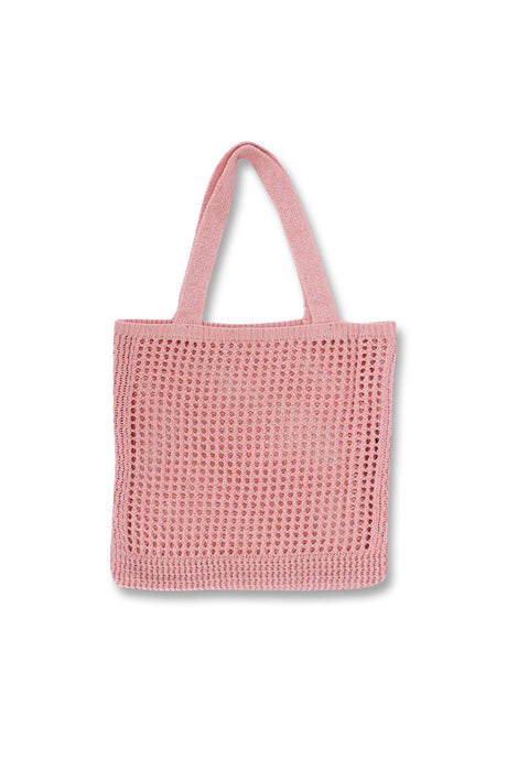 Solid Hollow-out Crochet Tote Bag