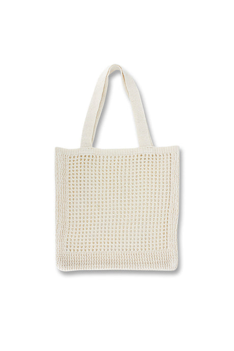 Solid Hollow-out Crochet Tote Bag