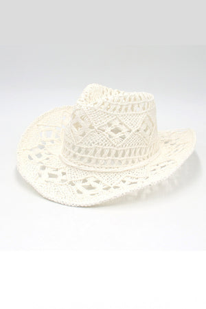 Solid Hollow-out Woven Denim Straw Hat