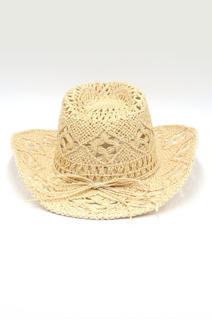 Solid Hollow-out Woven Denim Straw Hat