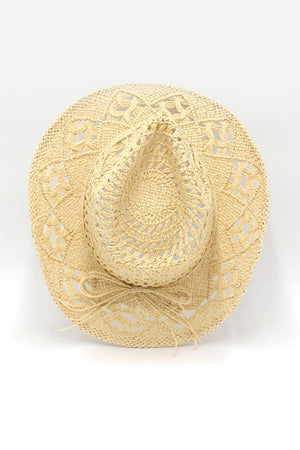 Solid Hollow-out Woven Denim Straw Hat