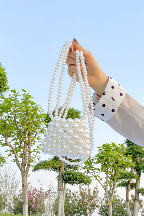 Solid Pearl Beaded Handmade Crossbody Bag