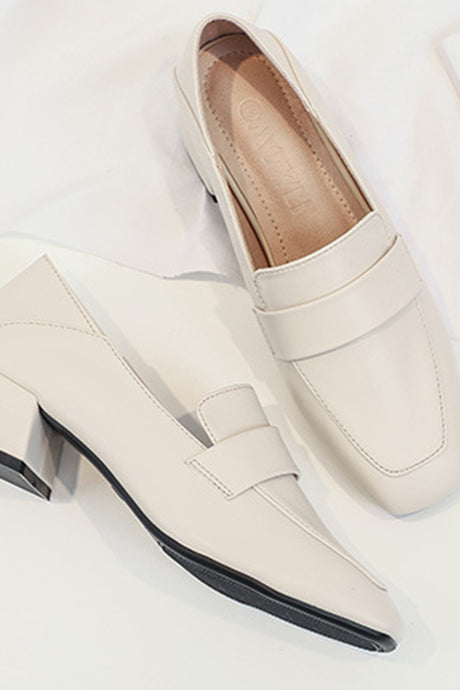 Square Toe Chunky Heel Loafers