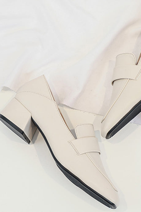 Square Toe Chunky Heel Loafers