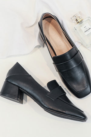Square Toe Chunky Heel Loafers