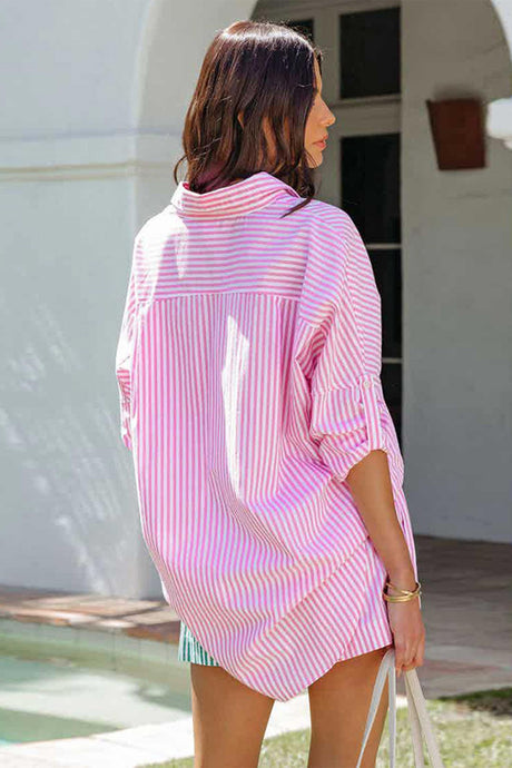 Striped Color Patchwork Shirts Set