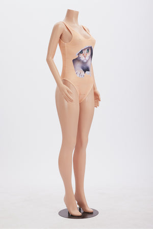 Hiding Cat Print One Piece Swimsuit