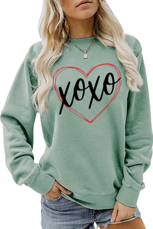 Thin Line Heart Letter Graphic Sweatshirt